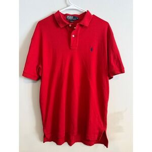 Polo Ralph Lauren Mens Red Cotton Short Sleeve Pique Polo Shirt Size M